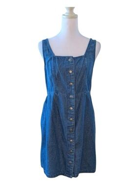 American Eagle Outfitters Blue Denim Button-Front Western Concert Mini Dress